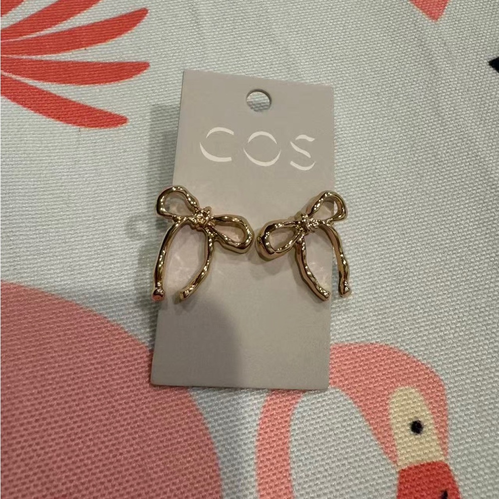 COS Polished Gold Bow Stud Earrings